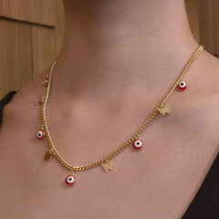 18K Gold Filled Evil Eye Butterfly Charm Necklace
