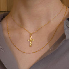 Gold Filled Detailed Jesus Cross Necklace