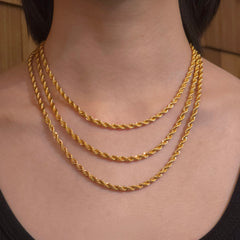 18K Gold Filled Rope Twist 4mm Chain Necklace