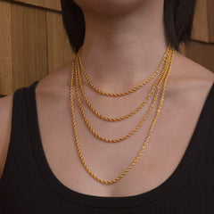 18K Gold Filled Rope Twist 3mm Chain Necklace