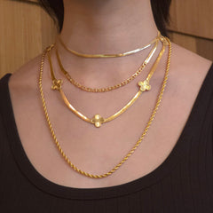 18K Gold Filled Mixed Herringbone 4mm Chain Necklace