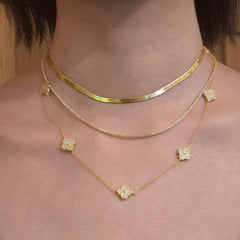 Flora 7 Pave Station Necklace