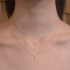 Layered Moon Star Necklace
