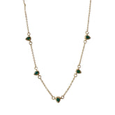 Gold Filled Emerald Teardrop Station Necklace