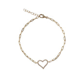 Sparkle Heart Paperclip Chain Bracelet