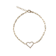 Sparkle Heart Paperclip Chain Bracelet