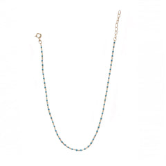 Sterling Silver Color Beaded Enamel Chain Anklet