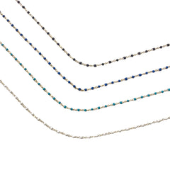 Sterling Silver Color Beaded Enamel Chain Anklet