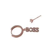 Noellery Rose Gold Boss Huggie Clear Stud Set