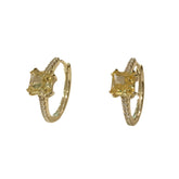 Square Pave Birthstone Huggie Hoops