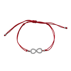 Big Infinity Pave Red Thread Bracelet