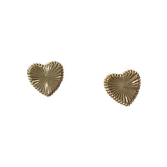 Gold Filled Ridged Flat Heart Stud