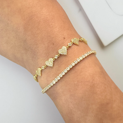 Heart Paved Charm Bracelet