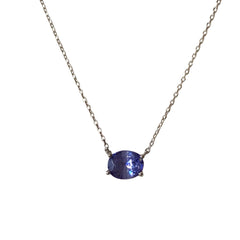 Brass Oval Birthstone Prong Necklace