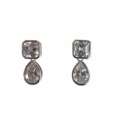 Princess Geometric Bezel Drop Earrings