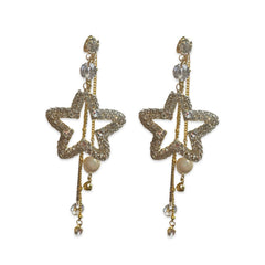 Shooting Pearl Star Tassel Statement Earrings