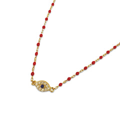 Sterling Silver Evil Eye Color Beaded Enamel Chain Anklet