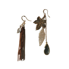 Noellery Unbalanced Crystal Autumn Leaves Statement Earrings