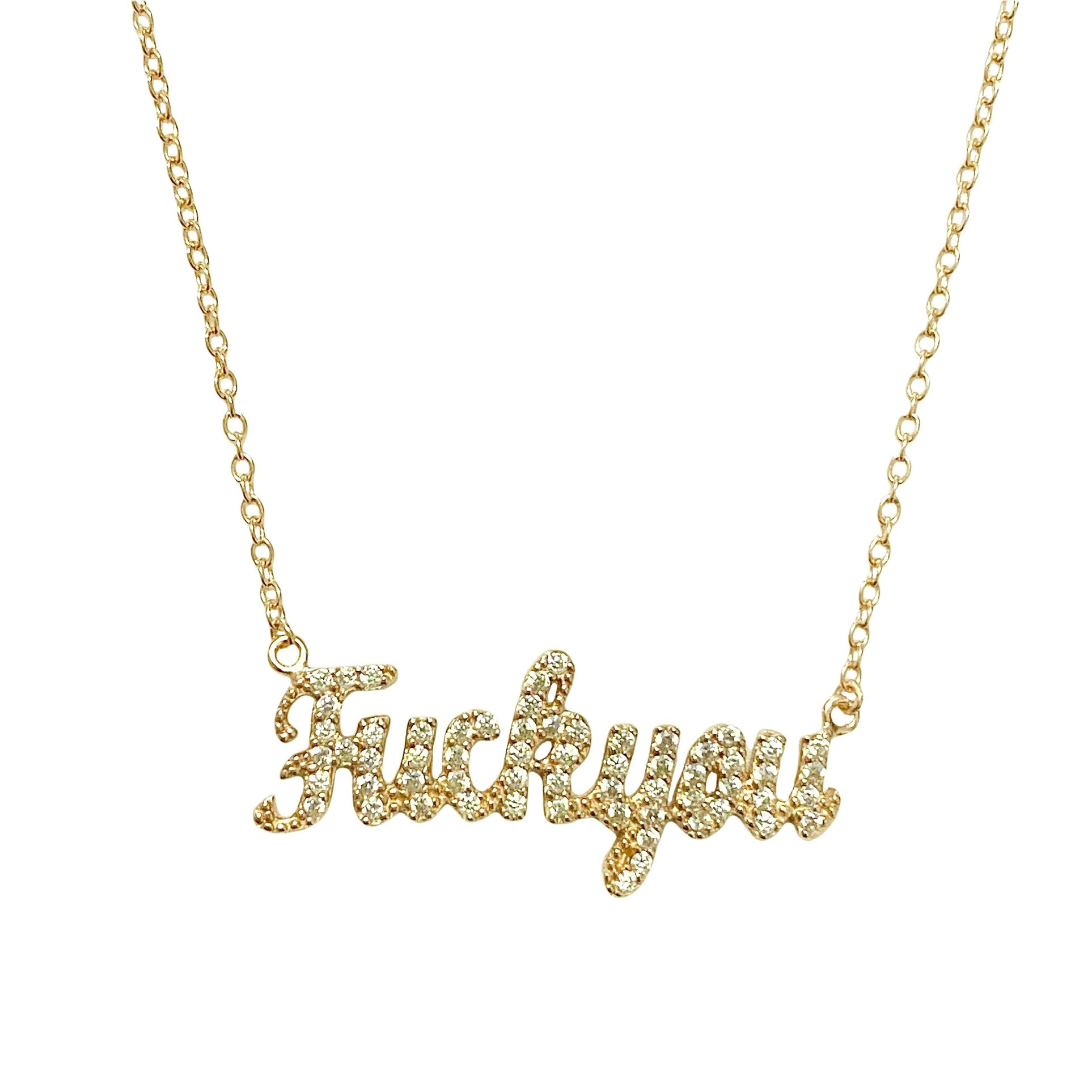 Sterling Silver Script Fuck You Necklace Noellery