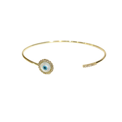 Evil Eye Sparkle Bar Open Cuff
