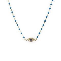 Evil Eye Color Beaded Enamel Chain Choker