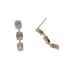 Sterling Silver Oval Rectangle Drop Earrings