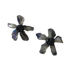 Natural Quartz Flower Statement Earrings