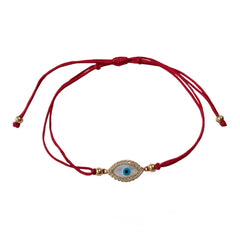 Evil Eye Mother of Pearl Sparkle Red Thread Bracelet
