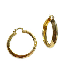 18K Gold Filled Edged Clasp Hoops