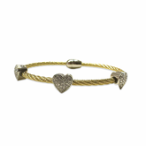 Heart Double Cable 3 Station Bracelet