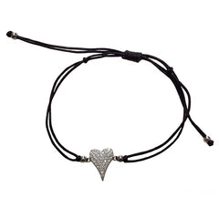 Pointy Heart Black Thread Bracelet