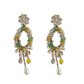 Noellery Pearl Flower Chandelier Statement Earrings