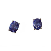 Brass Oval Birthstone Prong Earrings