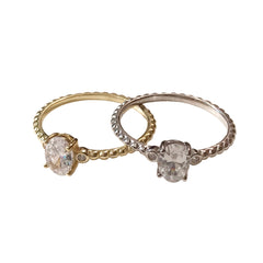 Oval Bezel Twist Birthstone Ring