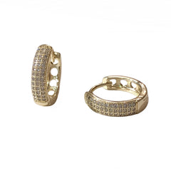 Gold Filled Triple Pave Row Huggies