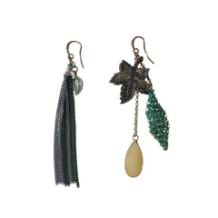 Noellery Unbalanced Crystal Autumn Leaves Statement Earrings