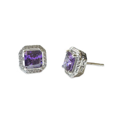 Chloe Cushion Cut Halo Birthstone Earring