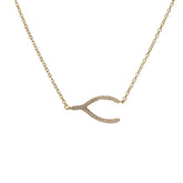 Sideways CZ Wishbone Necklace