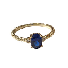 Oval Bezel Twist Birthstone Ring