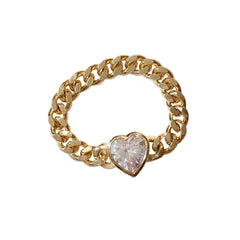 Heart Bezel Chain Link Ring