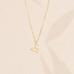 Lilith Pave Butterfly Charm Necklace