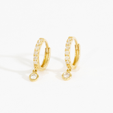 Amanda Bezel Pave Charm Huggie Hoops
