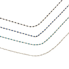 Sterling Silver Color Beaded Enamel Chain Bracelet