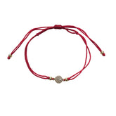 Geovana Round Paved Disc Red Thread Bracelet