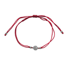 Geovana Round Paved Disc Red Thread Bracelet