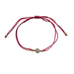 Geovana Round Paved Disc Red Thread Bracelet