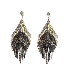Noellery Leafea Tassel Chandelier Statement Earrings