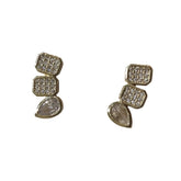 Gold Filled Geometric Teardrop Bezel Pave Crawler Studs