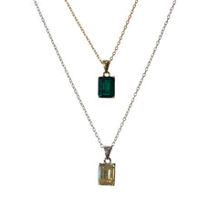 Emerald Cut Baguette Birthstone Necklaces