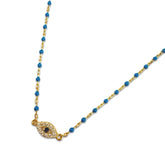 Sterling Silver Evil Eye Color Beaded Enamel Chain Anklet